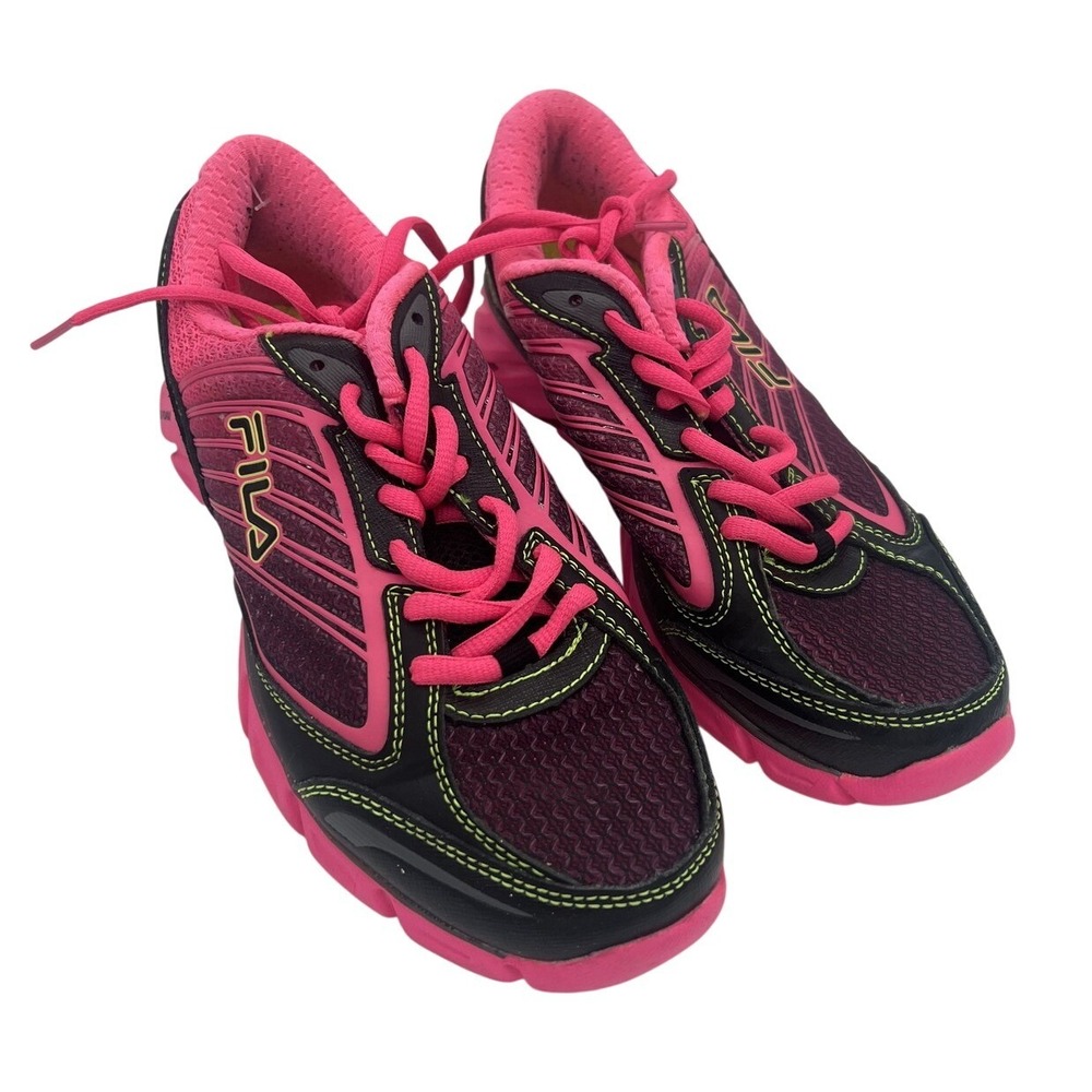 Fila Women's Athletic Running Shoes Pink Black Neon Yellow US 7.5 EUR 38.5